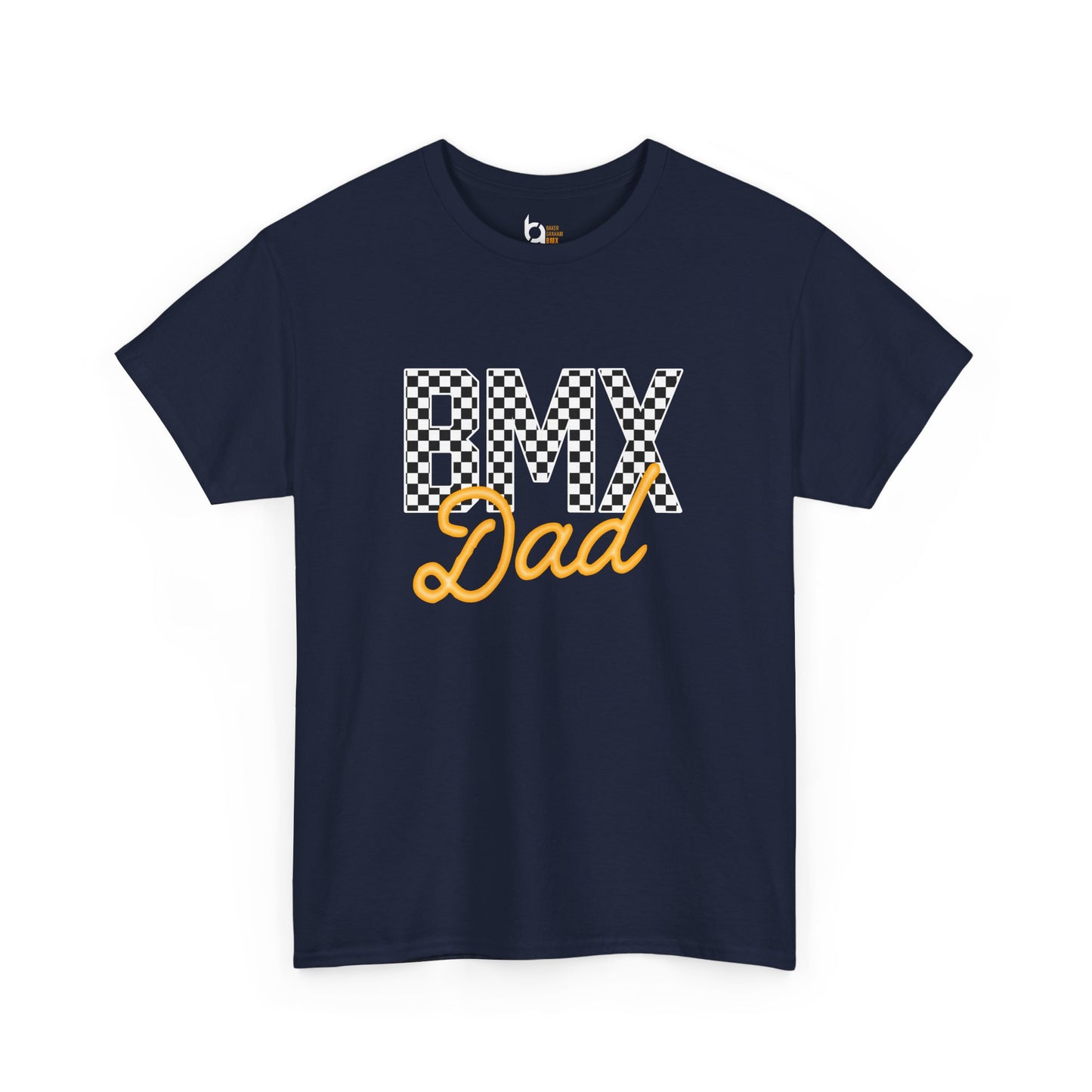 Checkered BMX Dad Dark Colored Tee - Orange Lettering