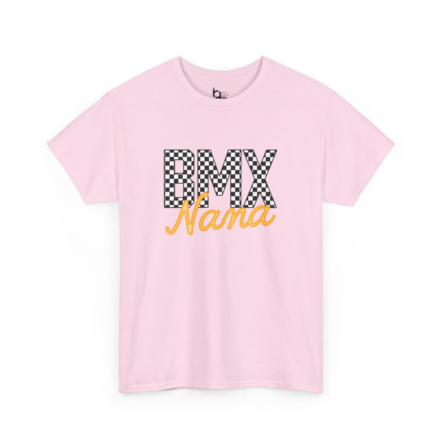 Checkered BMX Nana Light Colored Tee - Orange Lettering