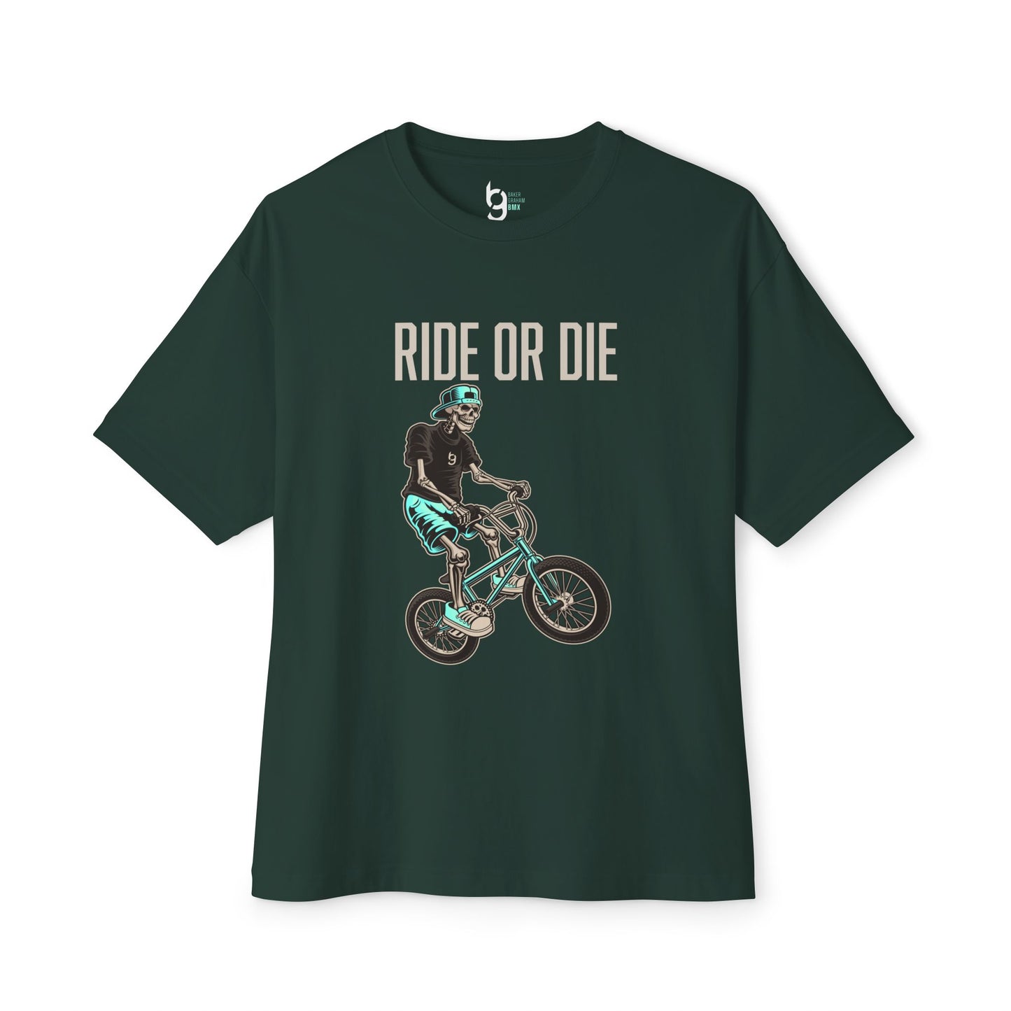 "Ride or Die" BMX Oversized Boxy Tee - Tiffany Graphic