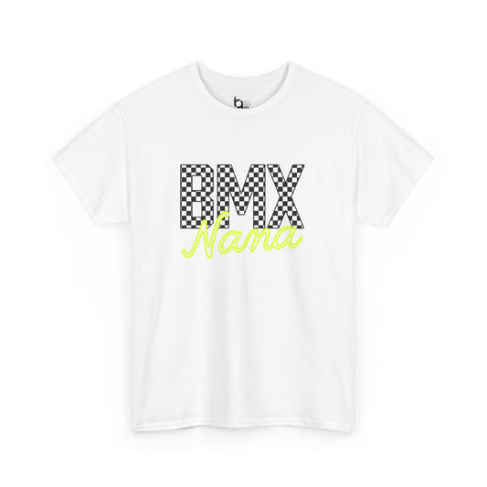 Checkered BMX Nana Light Colored Tee - Chartreuse Lettering