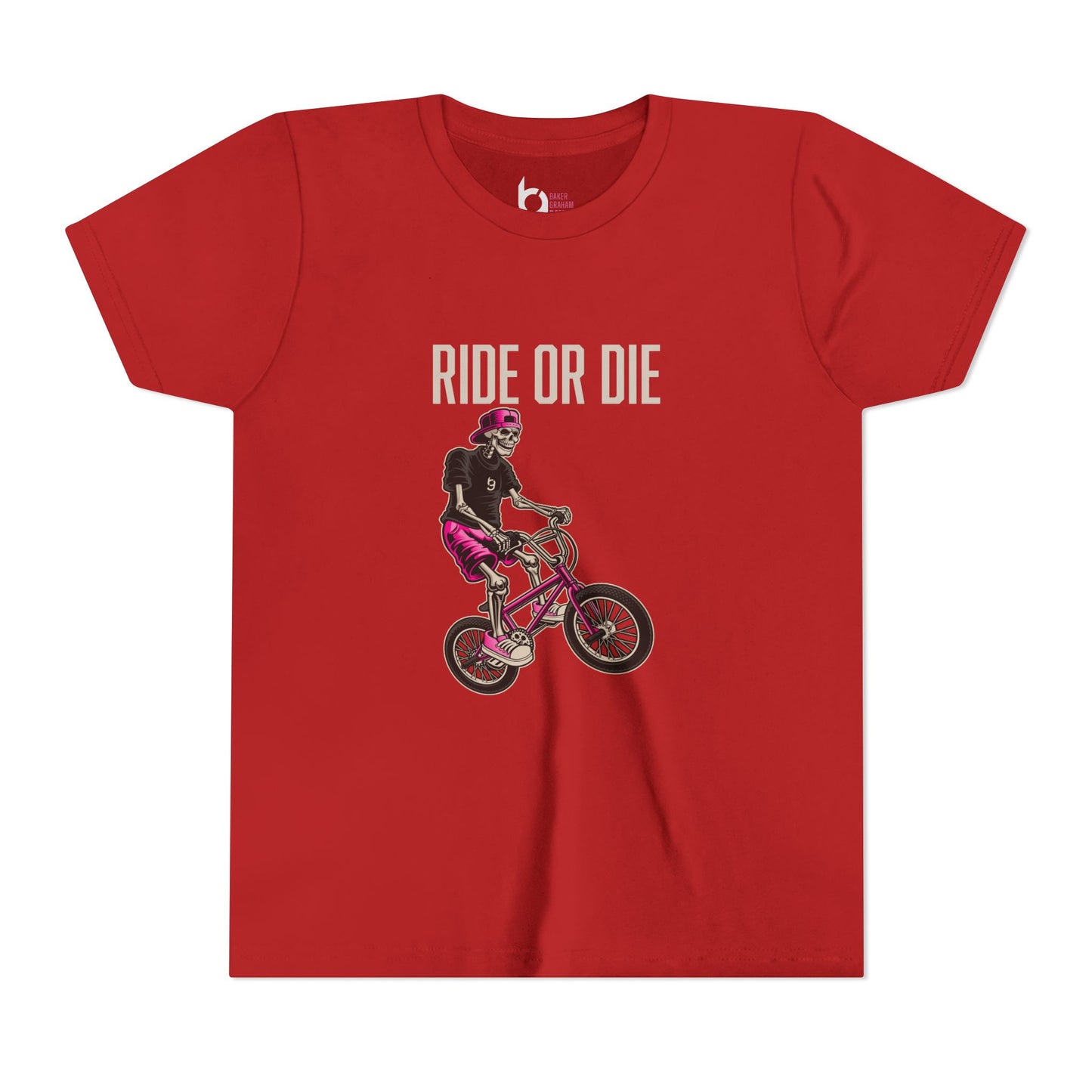 "Ride or Die" Kids Tee - Pink Graphic