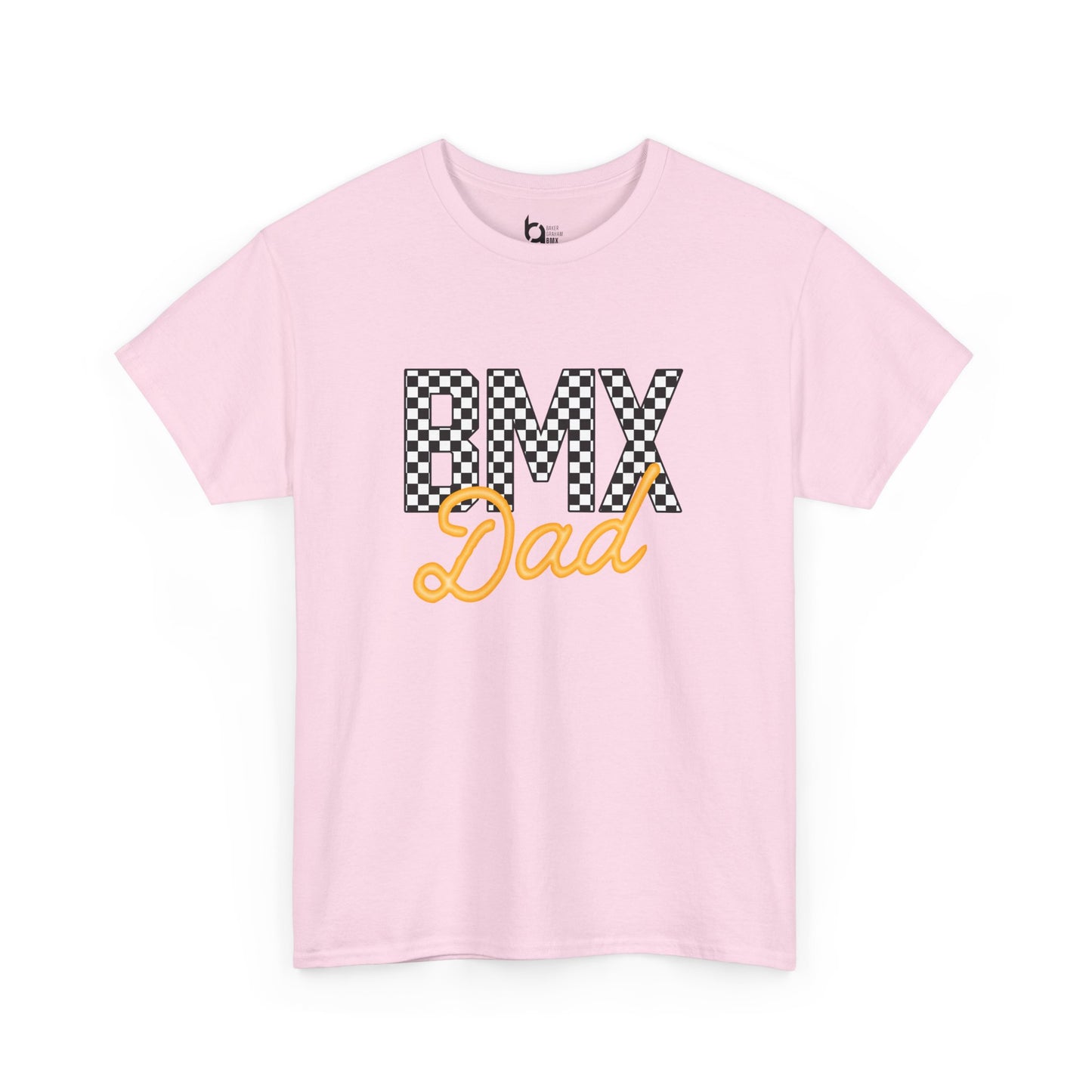 Checkered BMX Dad Light Colored Tee - Orange Lettering