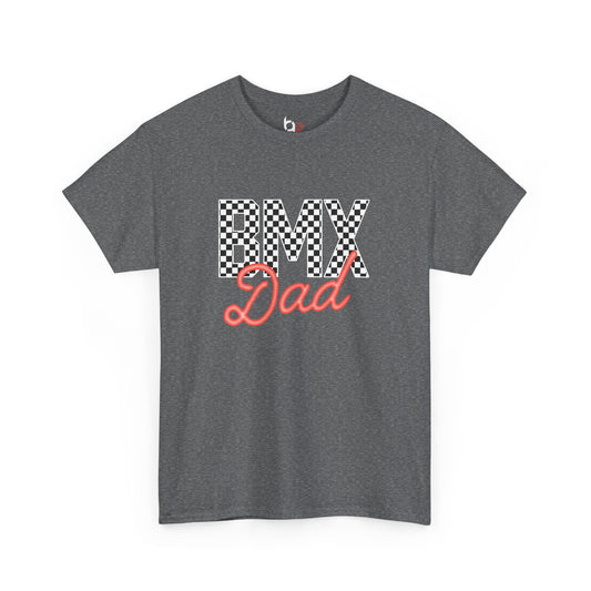 Checkered BMX Dad Dark Colored Tee - Red Lettering