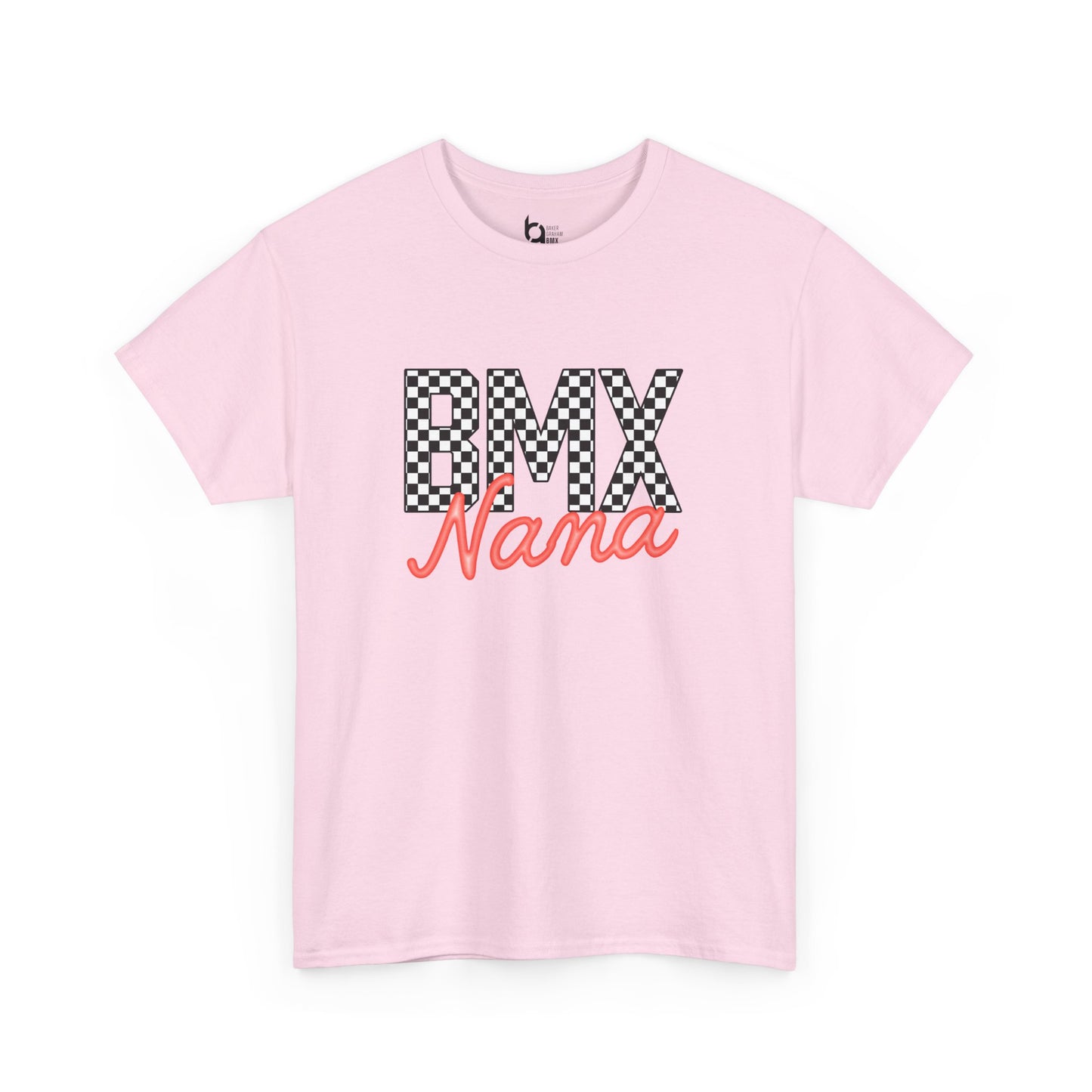 Checkered BMX Nana Light Colored Tee - Red Lettering