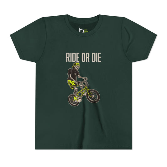 "Ride or Die" Kids Tee - Chartreuse Graphic