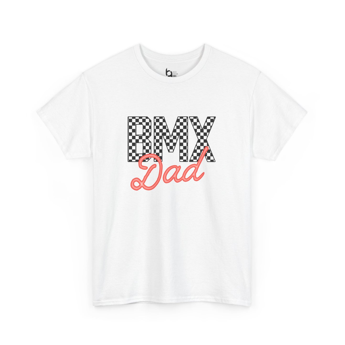 Checkered BMX Dad Light Colored Tee - Red Lettering