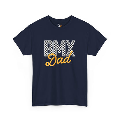 Checkered BMX Dad Dark Colored Tee - Orange Lettering