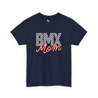 Checkered BMX Mom Dark Colored Tee - Red Lettering