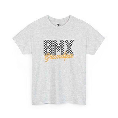 Checkered BMX Grandpa Light Colored Tee - Orange Lettering