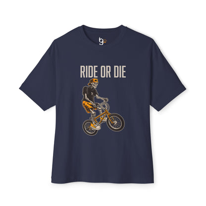 "Ride or Die" BMX Oversized Boxy Tee - Orange Graphic