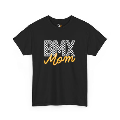 Checkered BMX Mom Dark Colored Tee - Orange Lettering