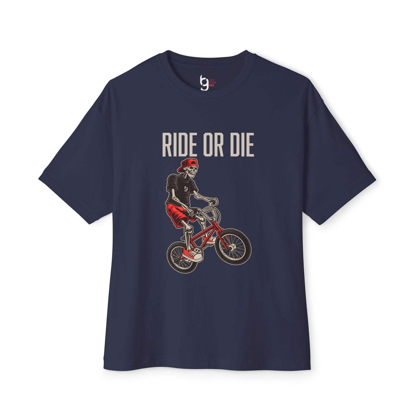 "Ride or Die" BMX Oversized Boxy Tee - Red Graphic