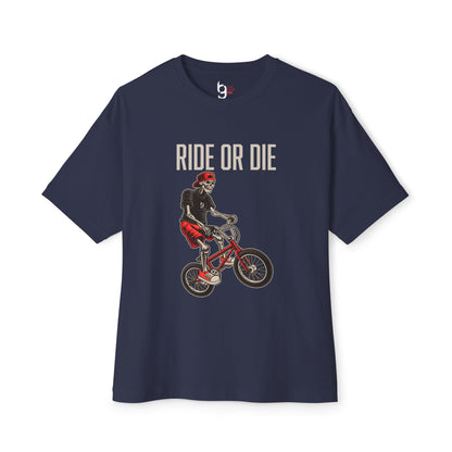"Ride or Die" BMX Oversized Boxy Tee - Red Graphic