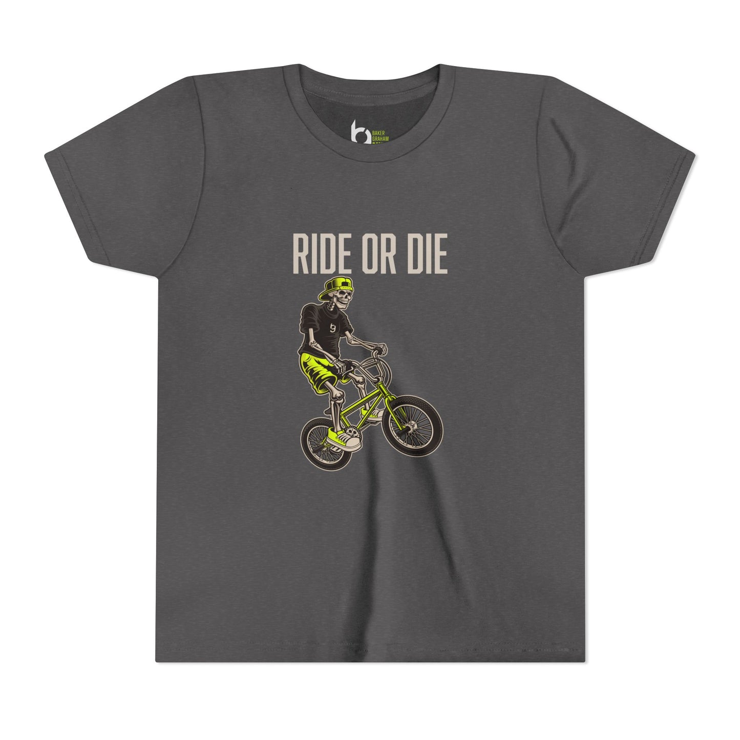 "Ride or Die" Kids Tee - Chartreuse Graphic