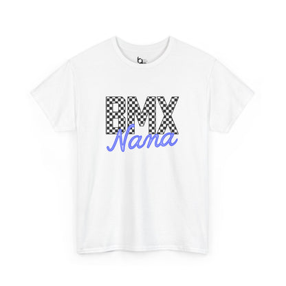 Checkered BMX Nana Light Colored Tee - Blue Lettering