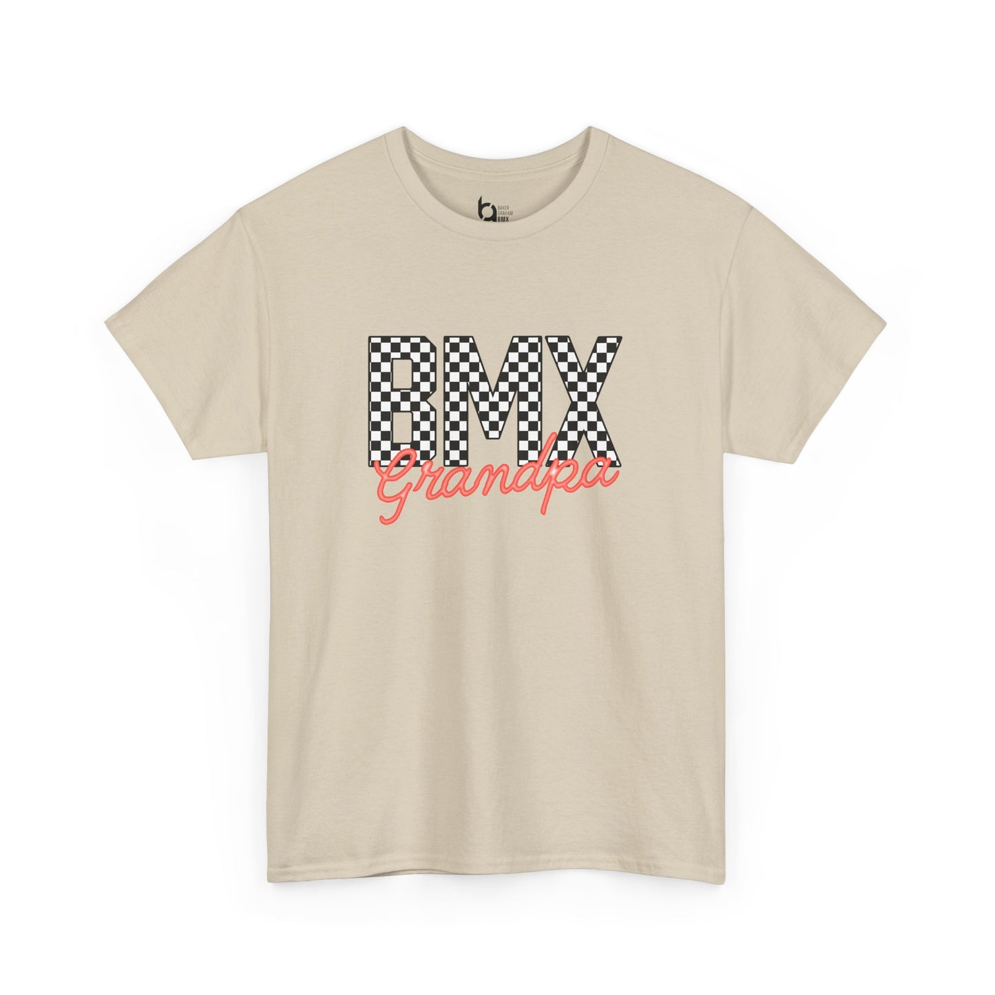 Checkered BMX Grandpa Light Colored Tee - Red Lettering