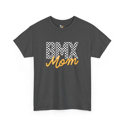 Checkered BMX Mom Dark Colored Tee - Orange Lettering