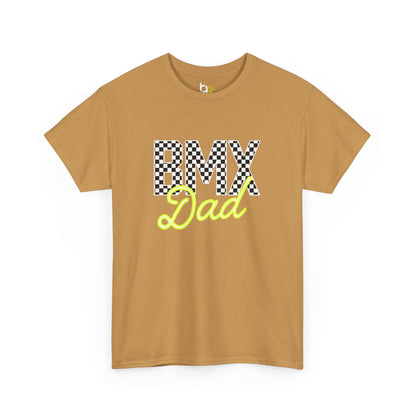 Checkered BMX Dad Dark Colored Tee - Chartreuse Lettering