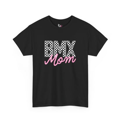 Checkered BMX Mom Dark Colored Tee - Pink Lettering