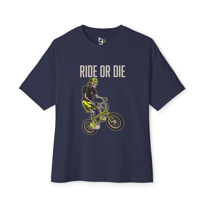 "Ride or Die" BMX Oversized Boxy Tee - Chartreuse Graphic
