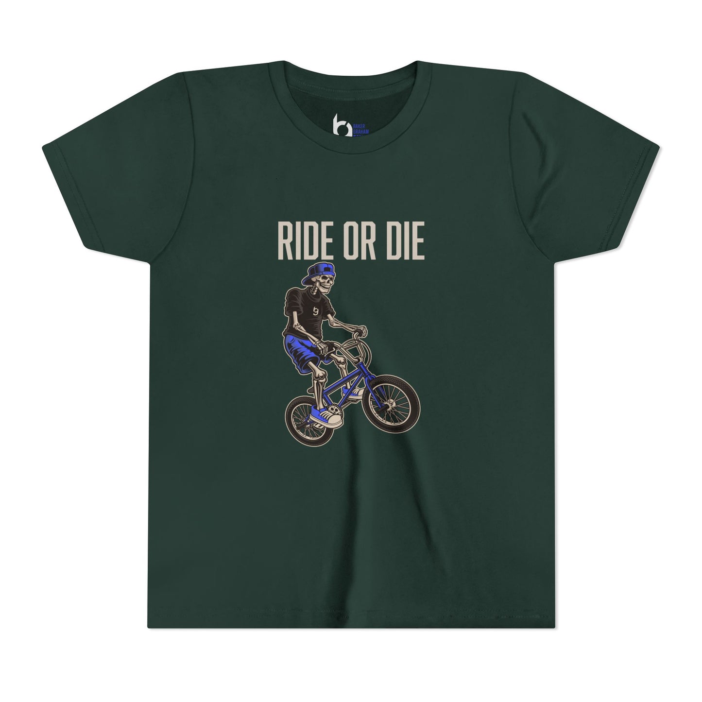 "Ride or Die" Kids Tee - Blue Graphic