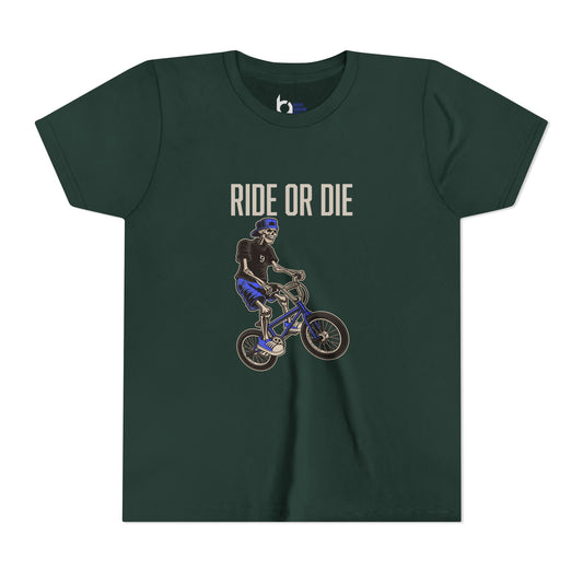 "Ride or Die" Kids Tee - Blue Graphic