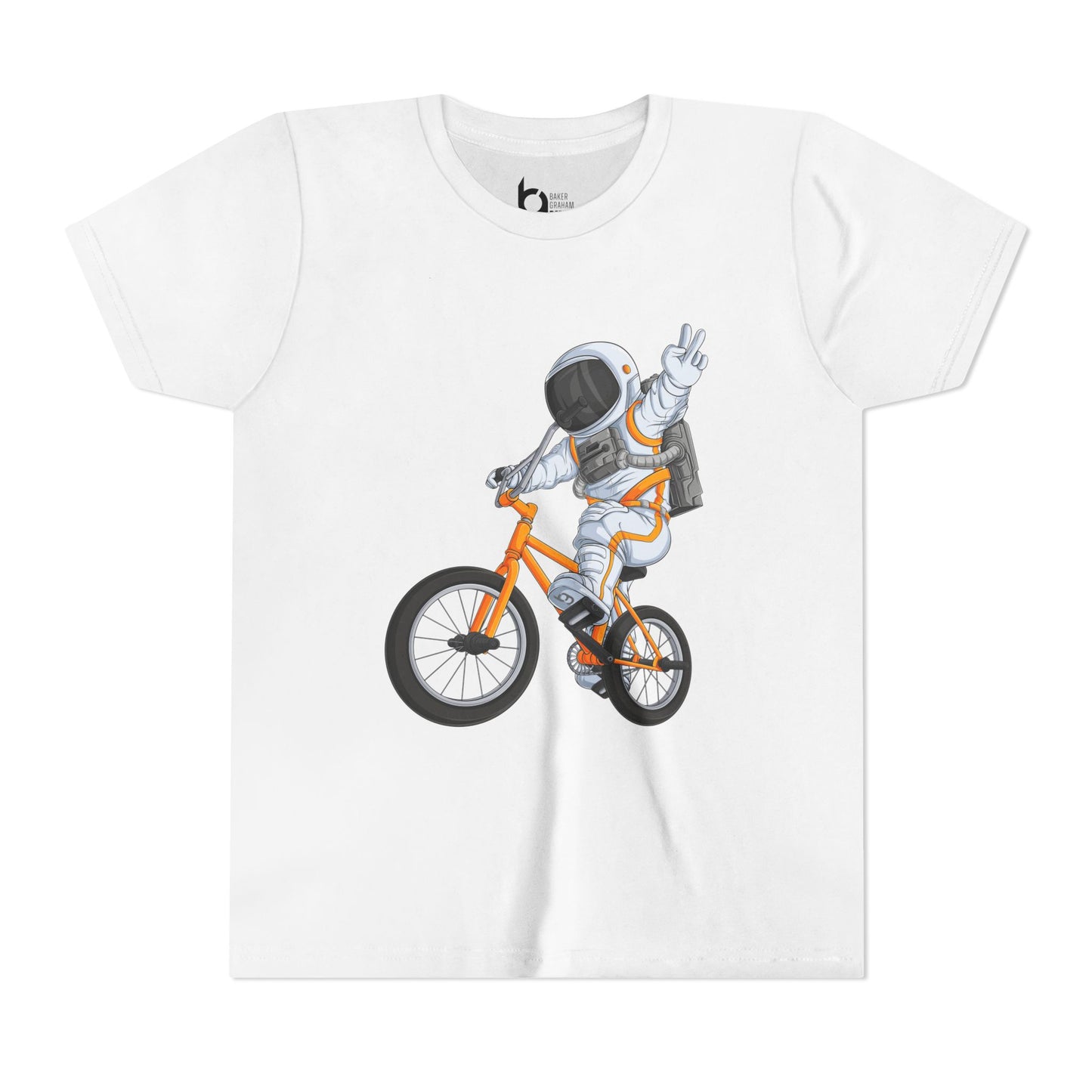 Outer Space BMX Kids Tee - Orange Graphic