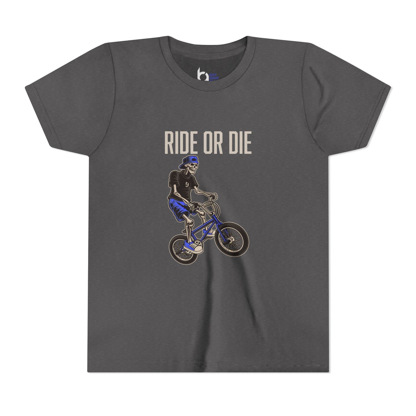 "Ride or Die" Kids Tee - Blue Graphic