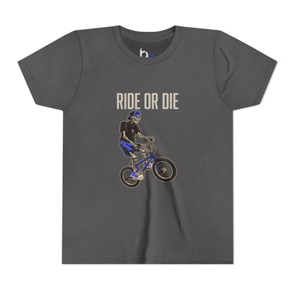 "Ride or Die" Kids Tee - Blue Graphic