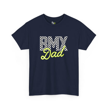 Checkered BMX Dad Dark Colored Tee - Chartreuse Lettering