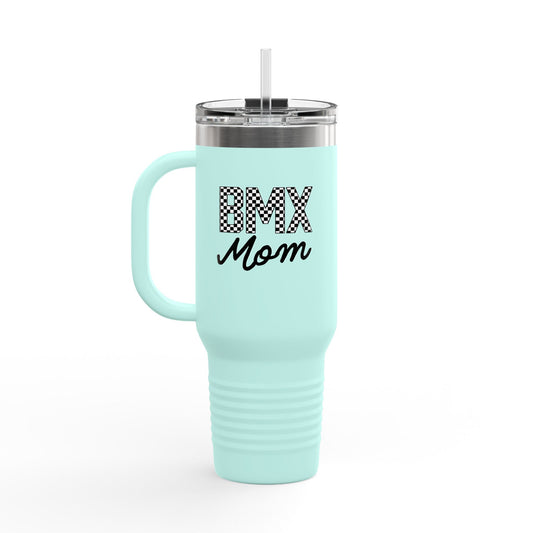 Checkered BMX Mom 40oz Insulated Travel Mug