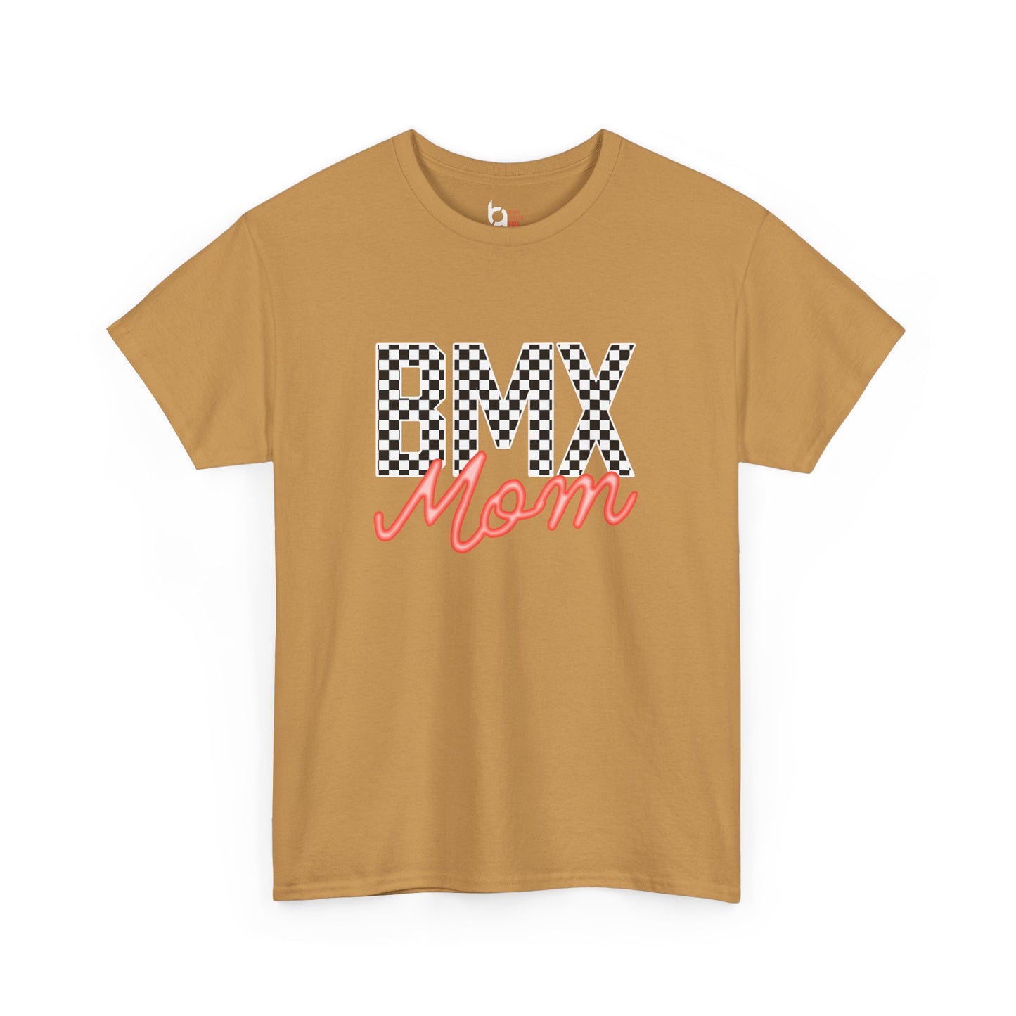 Checkered BMX Mom Dark Colored Tee - Red Lettering