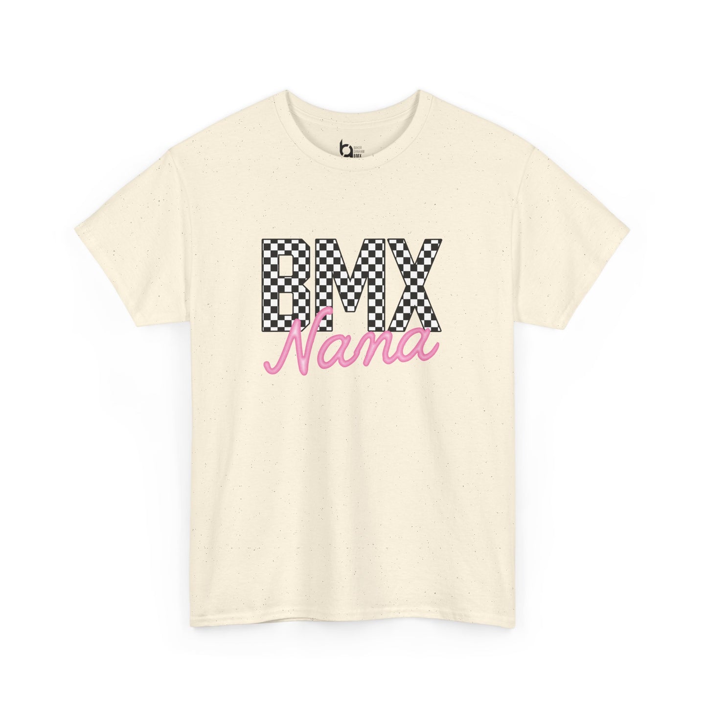 Checkered BMX Nana Light Colored Tee - Pink Lettering