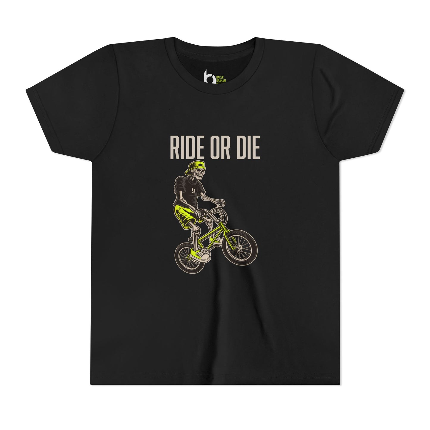 "Ride or Die" Kids Tee - Chartreuse Graphic