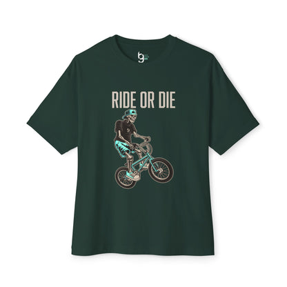 "Ride or Die" BMX Oversized Boxy Tee - Tiffany Graphic