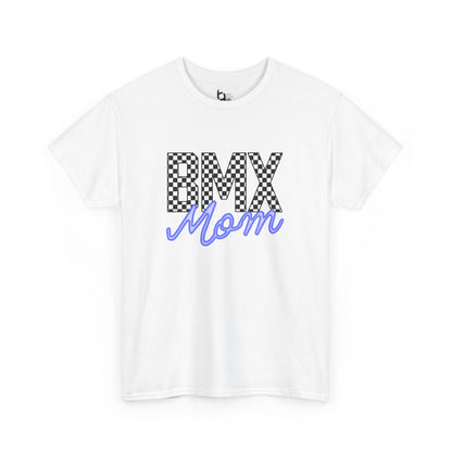 Checkered BMX Mom Light Colored Tee - Blue Lettering