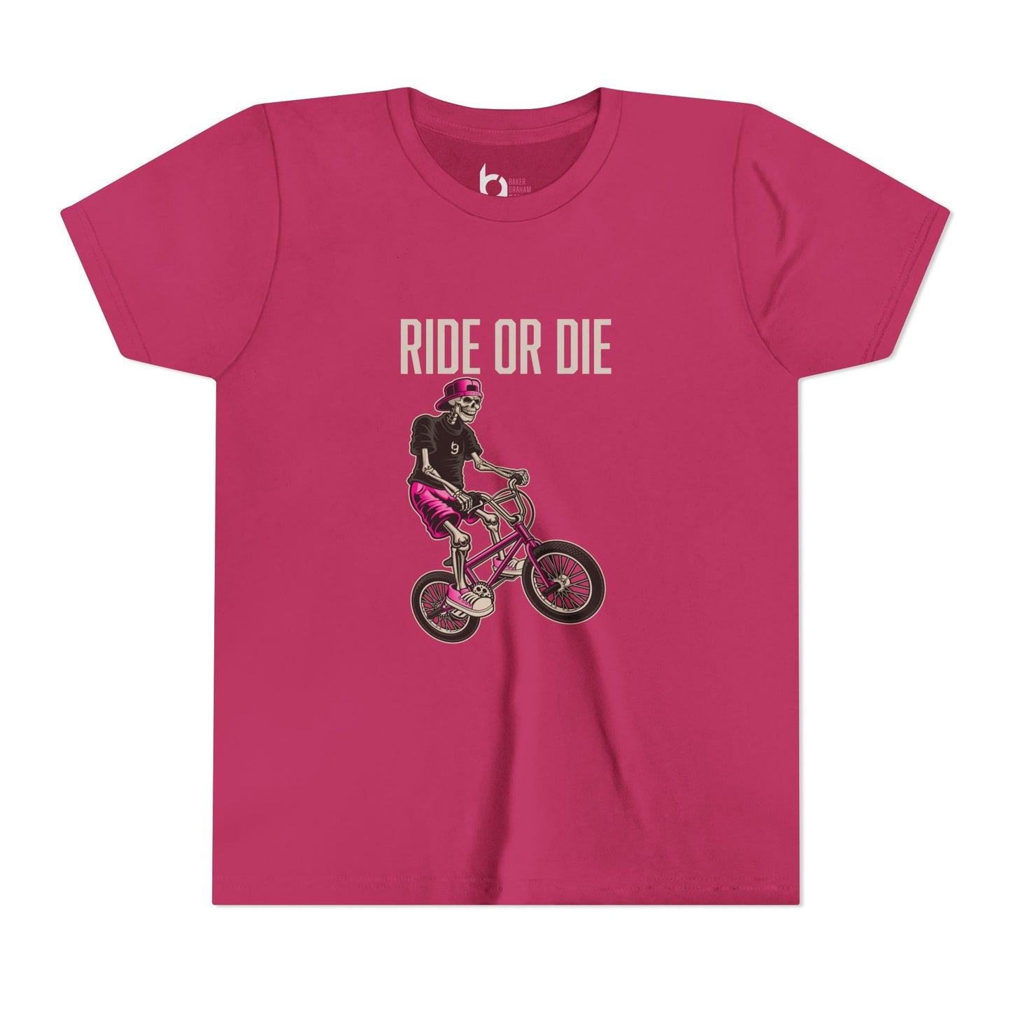 "Ride or Die" Kids Tee - Pink Graphic