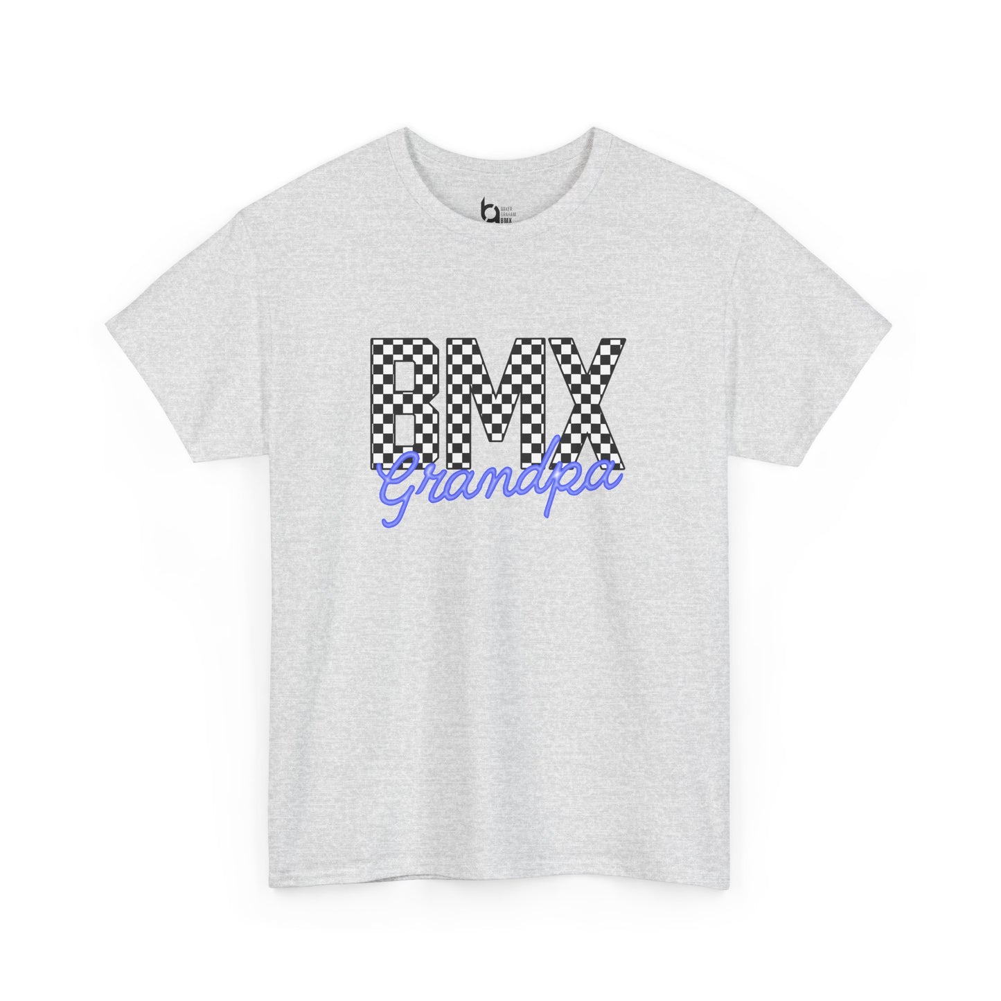 Checkered BMX Grandpa Light Colored Tee - Blue Lettering