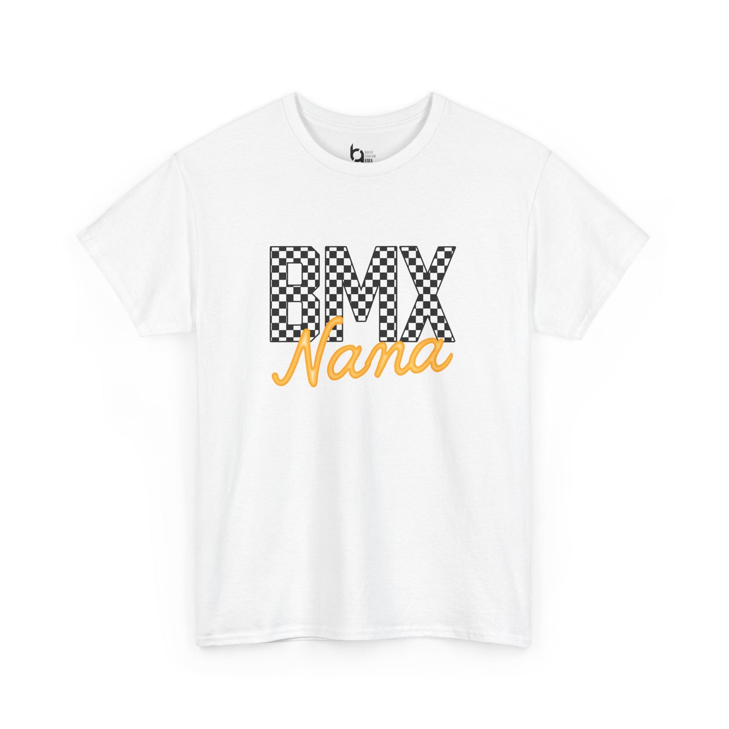 Checkered BMX Nana Light Colored Tee - Orange Lettering