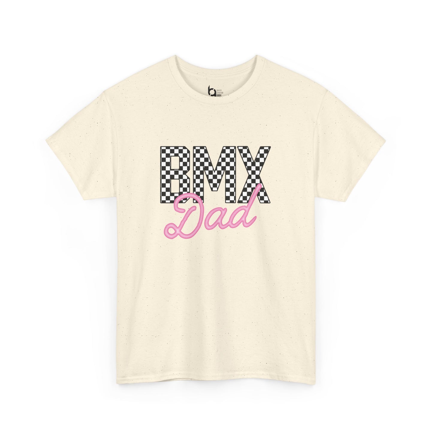 Checkered BMX Dad Light Colored Tee - Pink Lettering