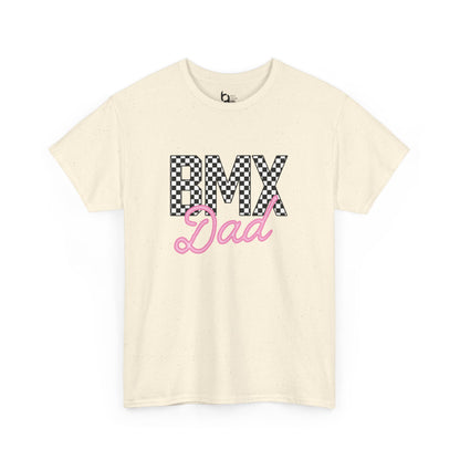 Checkered BMX Dad Light Colored Tee - Pink Lettering