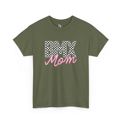 Checkered BMX Mom Dark Colored Tee - Pink Lettering
