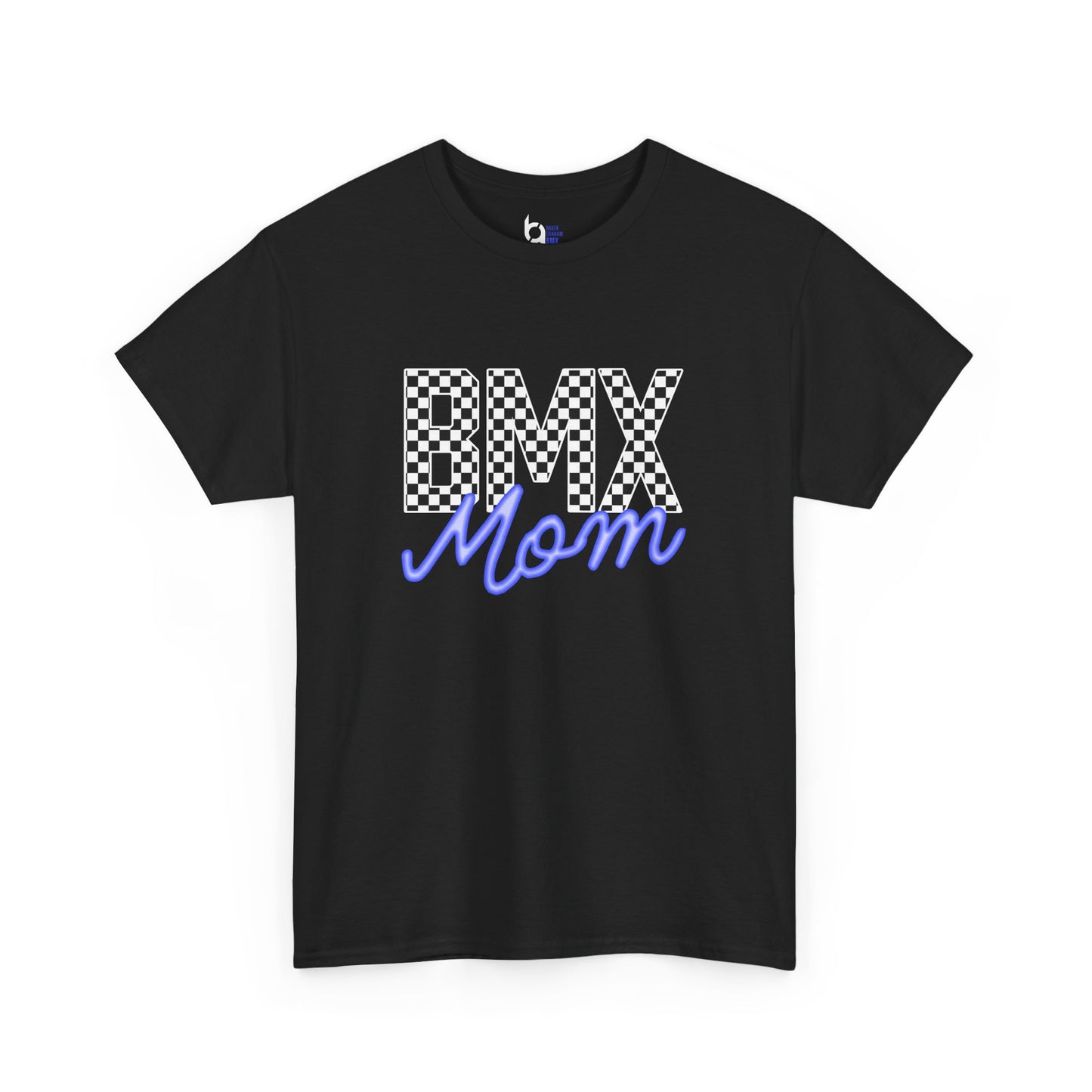 Checkered BMX Mom Dark Colored Tee - Blue Lettering