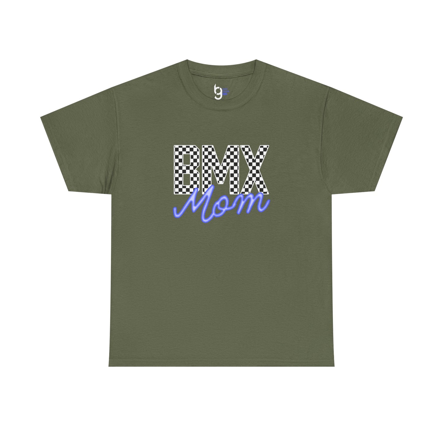 Checkered BMX Mom Dark Colored Tee - Blue Lettering