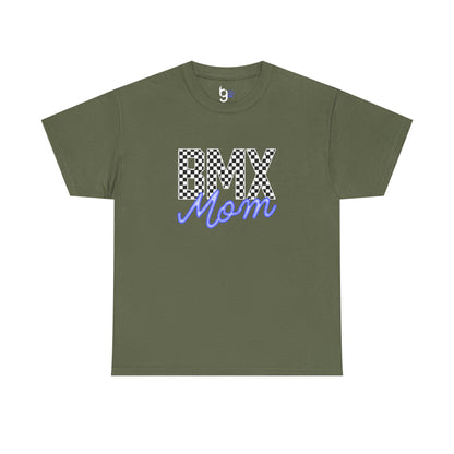 Checkered BMX Mom Dark Colored Tee - Blue Lettering