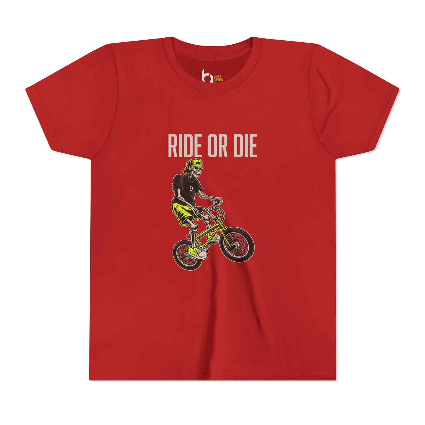 "Ride or Die" Kids Tee - Chartreuse Graphic