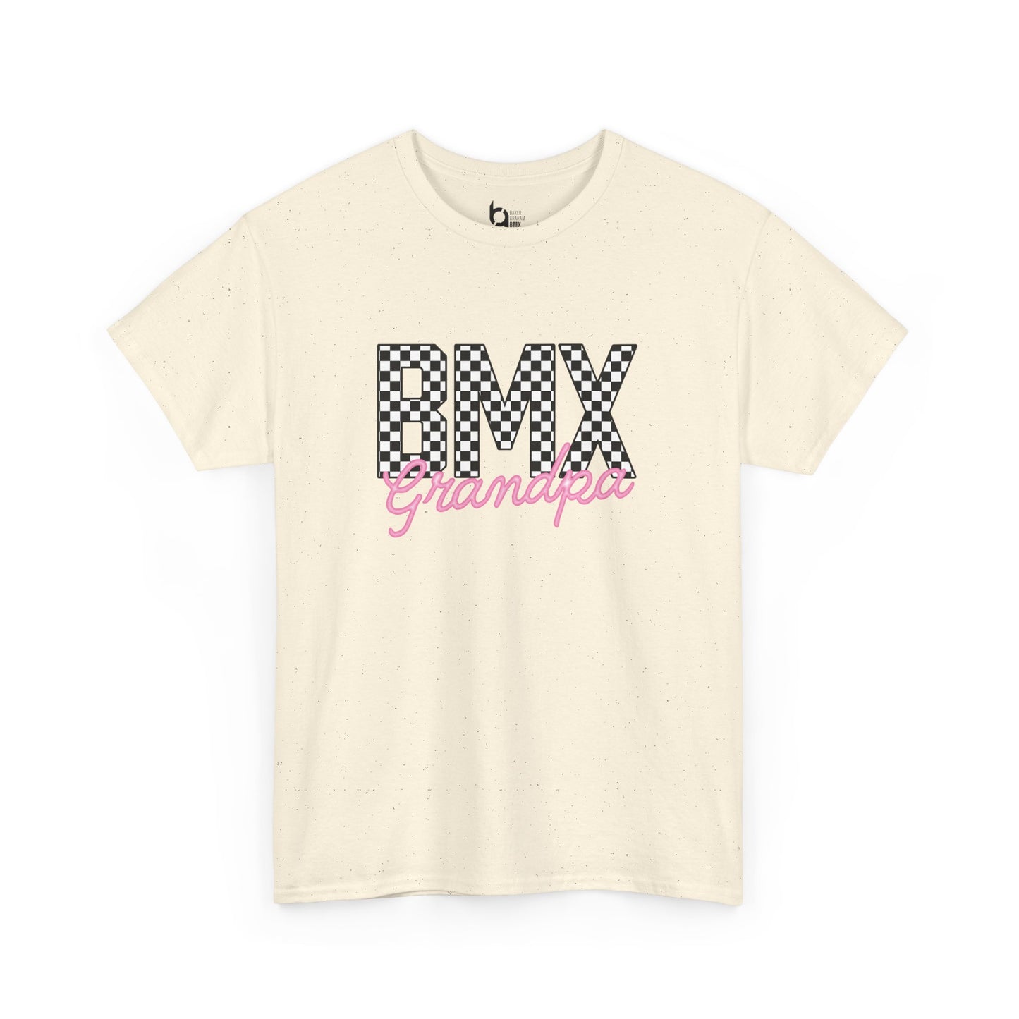 Checkered BMX Grandpa Light Colored Tee - Pink Lettering