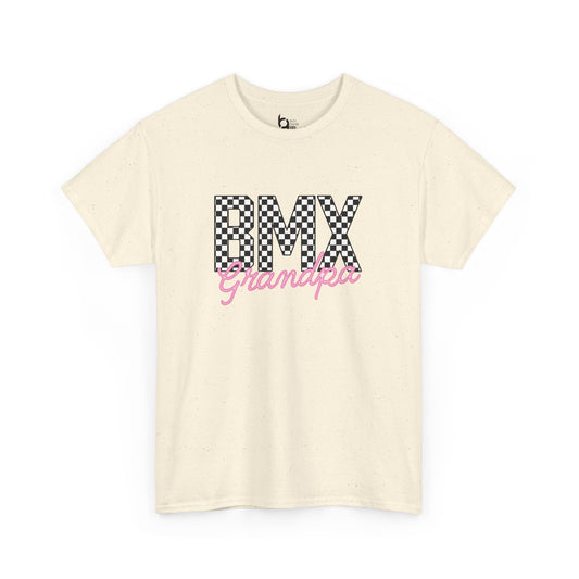 Checkered BMX Grandpa Light Colored Tee - Pink Lettering