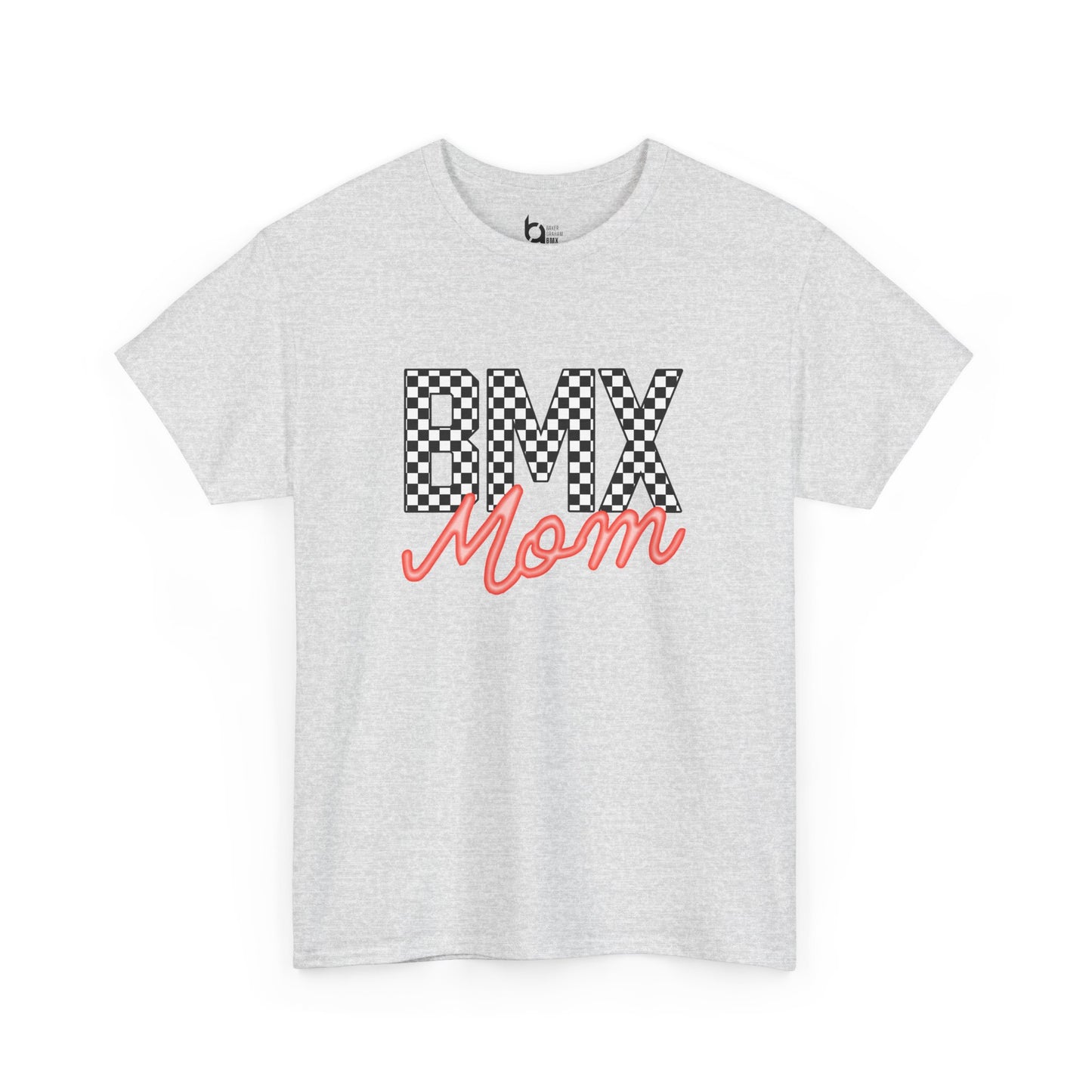 Checkered BMX Mom Light Colored Tee - Red Lettering