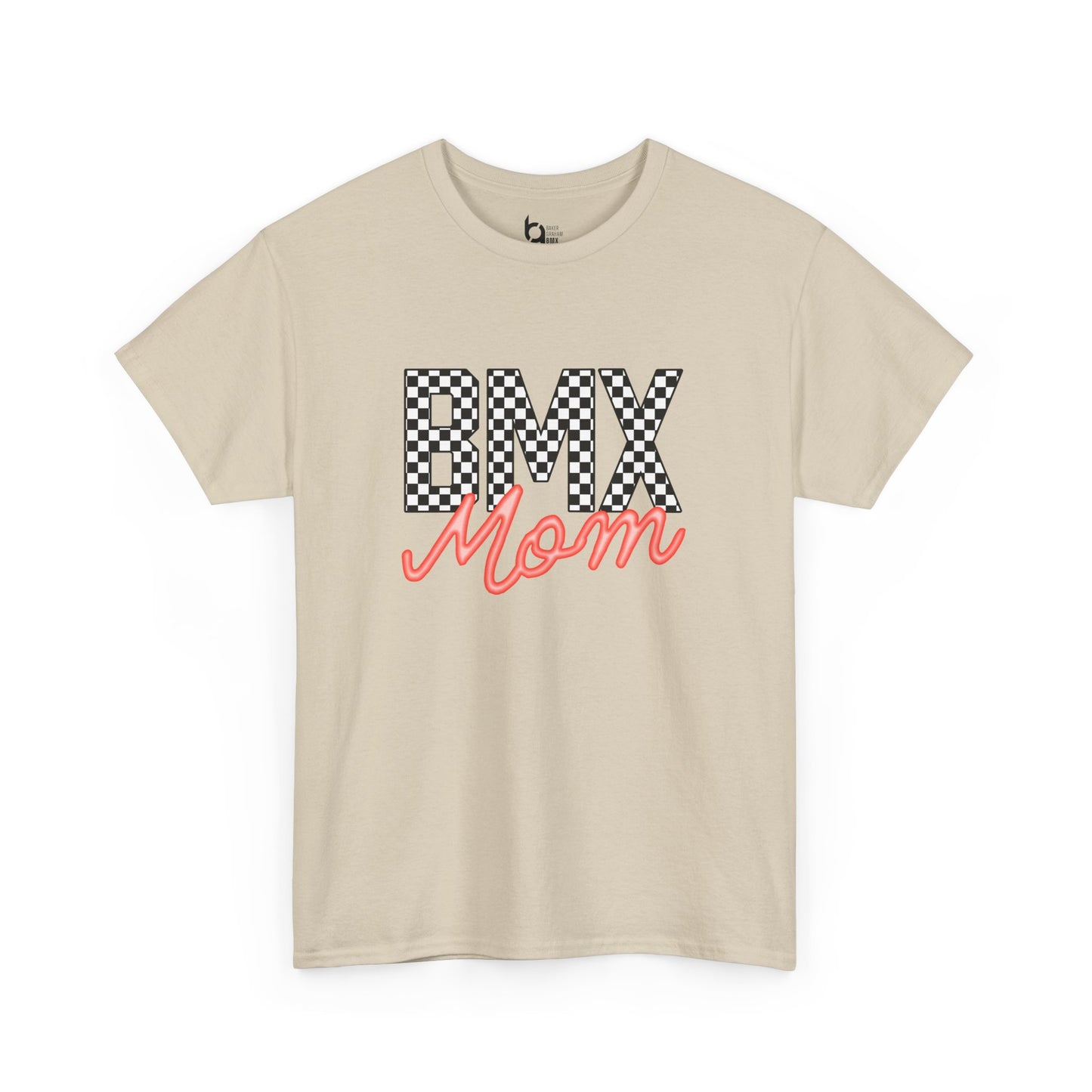 Checkered BMX Mom Light Colored Tee - Red Lettering